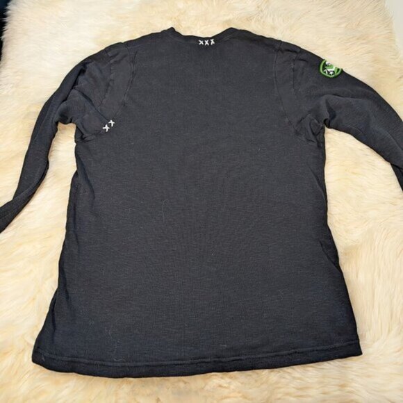 Affliction Live Fast Y2K Vintage Long Sleeve Black Thermal Shirt Men Size XL - Picture 7 of 7